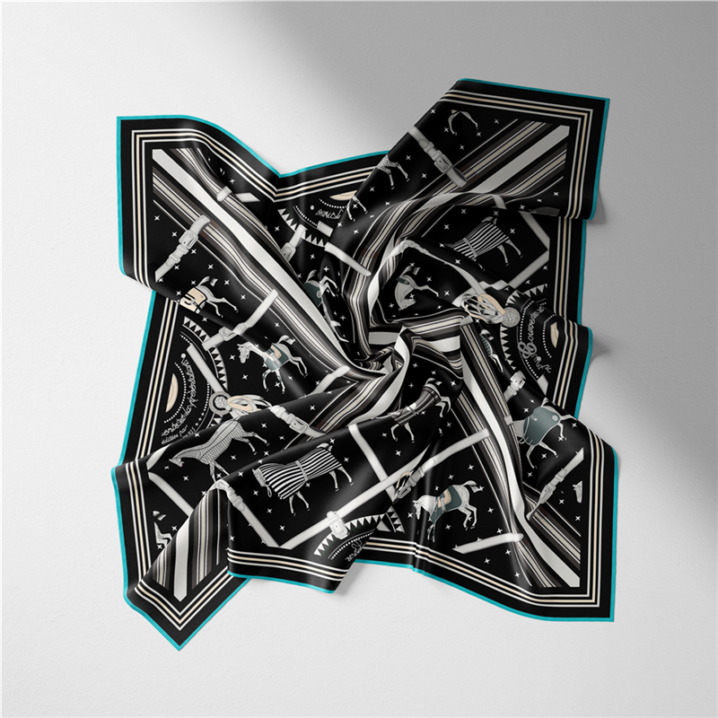 Beronia Black Silk Scarf / 53cm