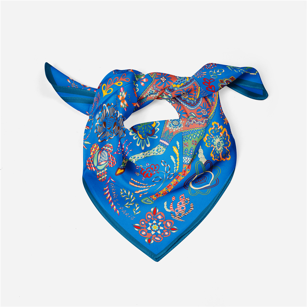 Genoa Blue Silk Scarf Small / 53cm