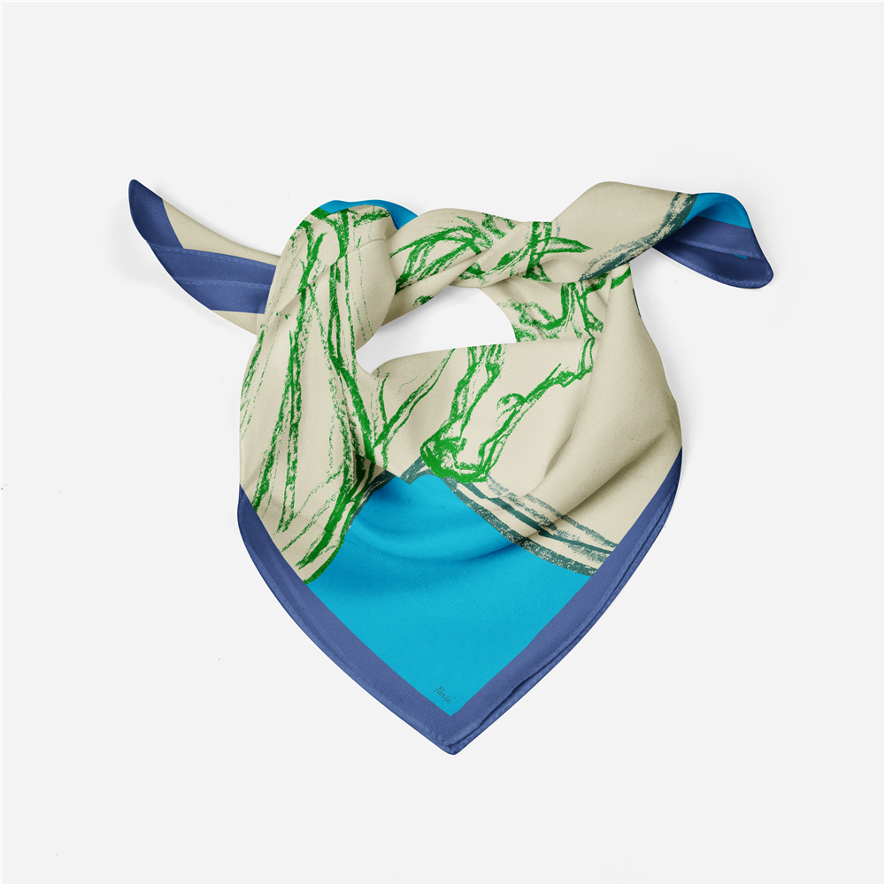 Terina Blue Silk Scarf / 53cm