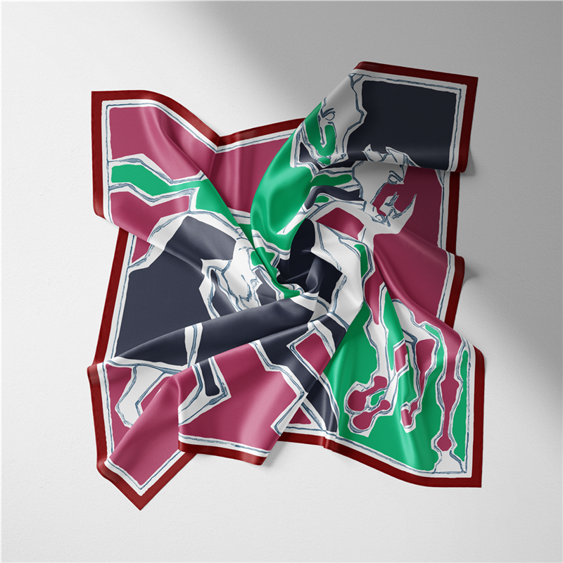Amaranta Maroon Silk Scarf / 53cm