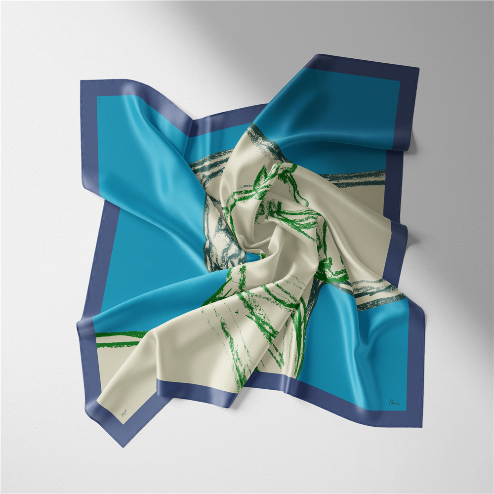 Terina Blue Silk Scarf / 53cm
