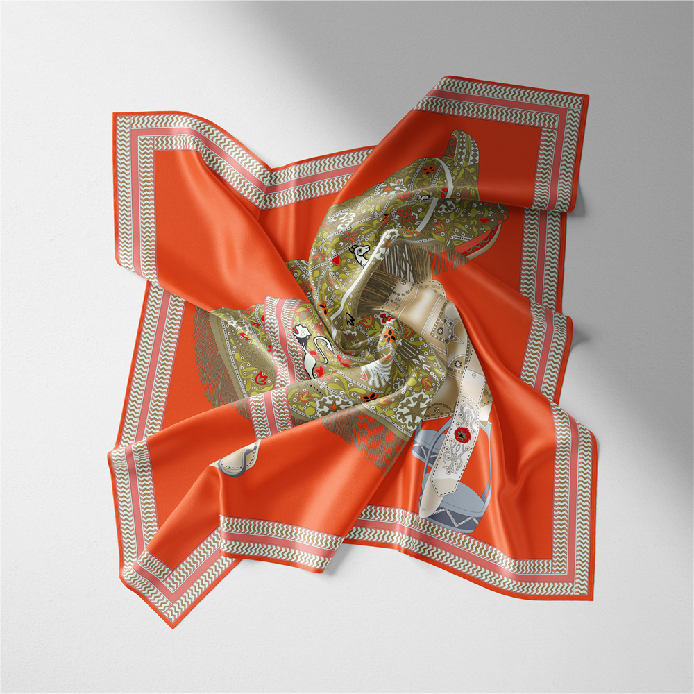 Elisabetta Orange Silk Scarf Small / 53cm
