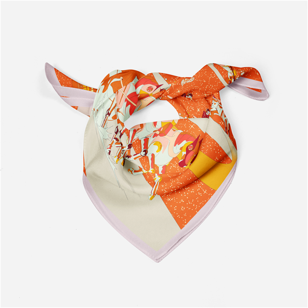 Alma Orange Silk Scarf / 53cm