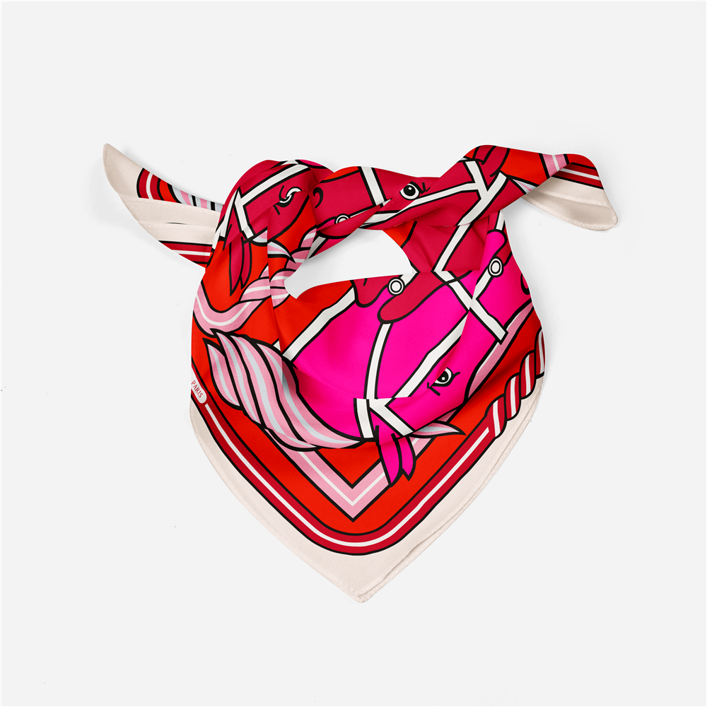 Edda Red Silk Scarf / 53cm