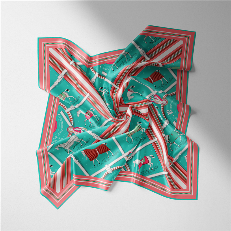 Beronia Green Silk Scarf / 53cm