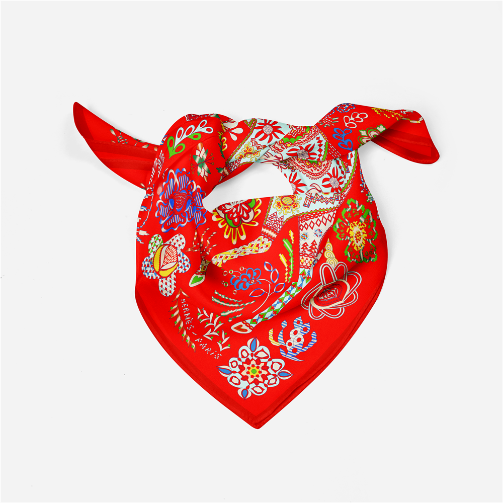 Genoa Orange Silk Scarf Small / 53cm