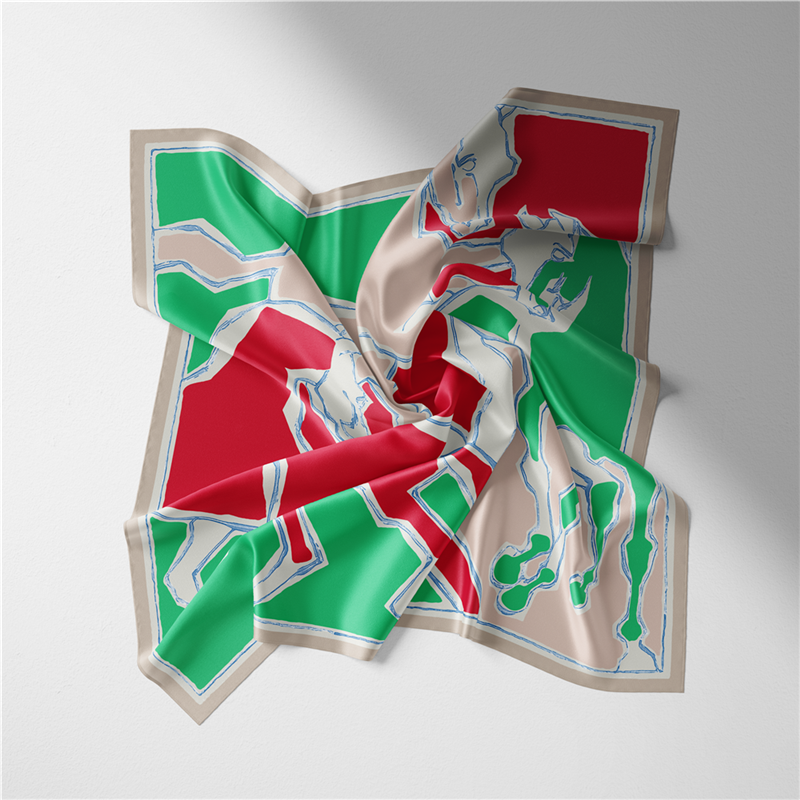 Amaranta Green Silk Scarf / 53cm