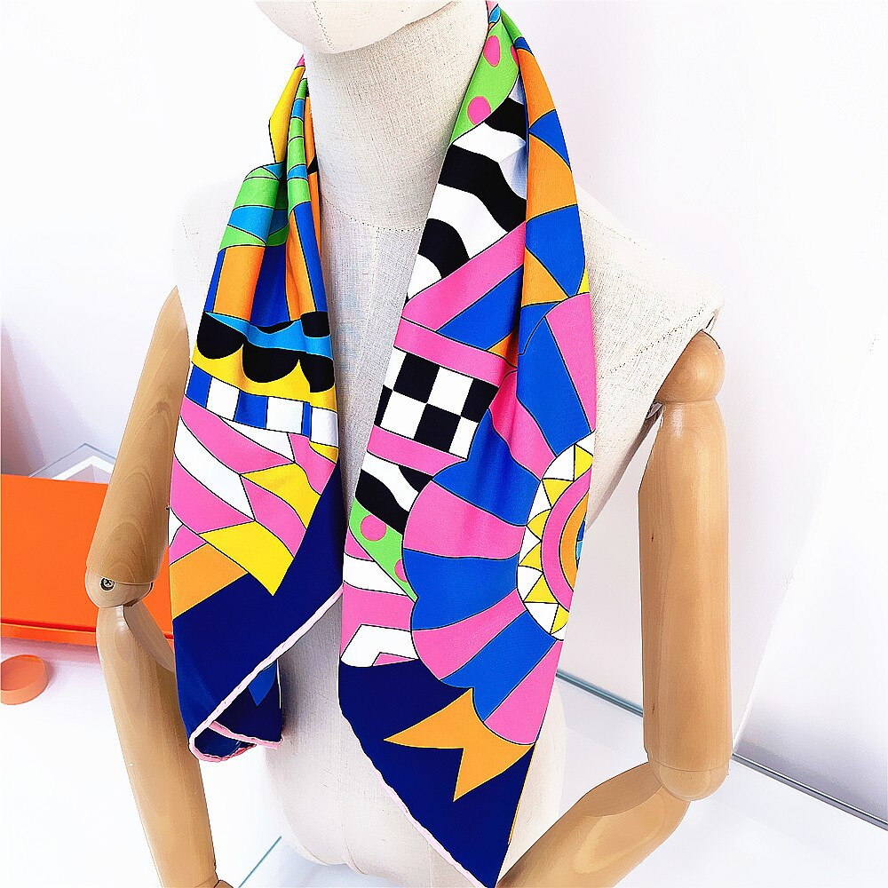 Horse Head Silk Scarf Navy / 90cm