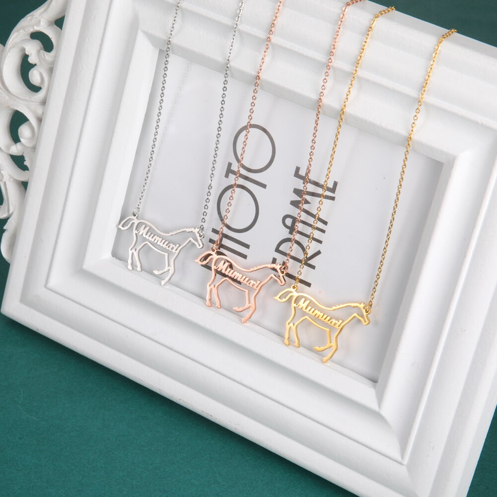 Personalized Horse Name Pendant Necklace (Silver, Gold, Rose Gold) - Dogs and Horses