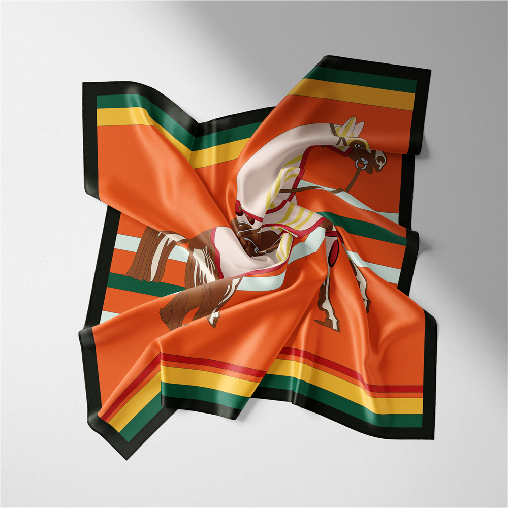 Maxine Orange Silk Scarf / 53cm