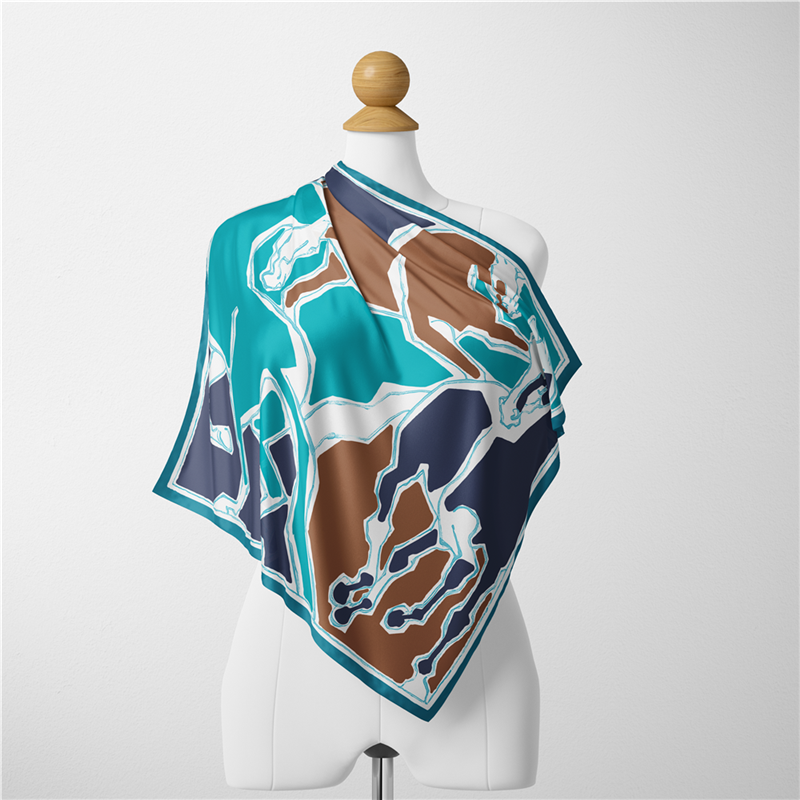 Amaranta Blue Silk Scarf / 53cm