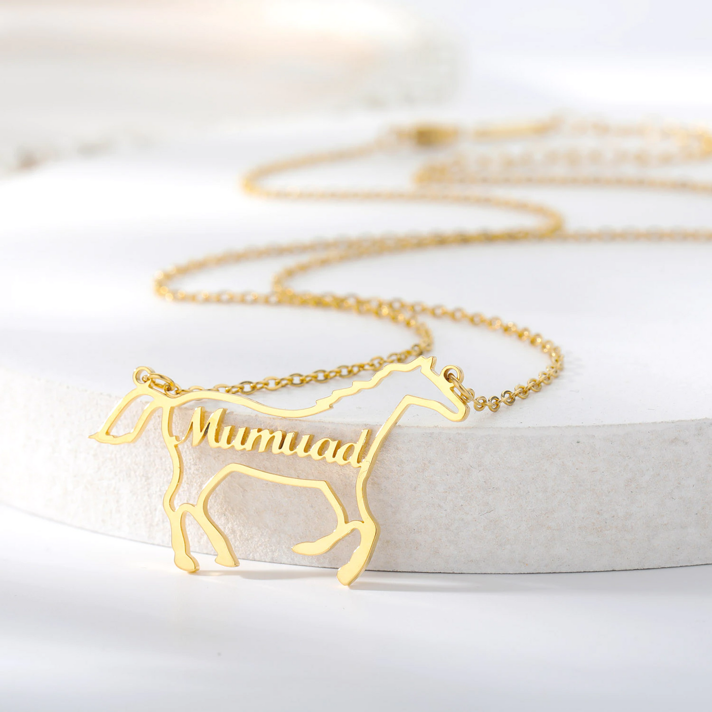 Personalized Horse Name Pendant Necklace (Silver, Gold, Rose Gold) - Dogs and Horses