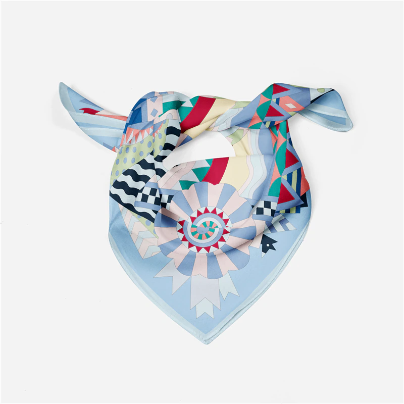 Horse Head Silk Scarf Sky Blue / 53cm
