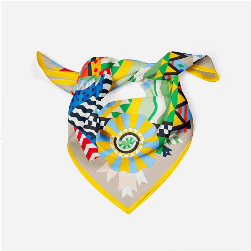Horse Head Silk Scarf Khaki / 53cm