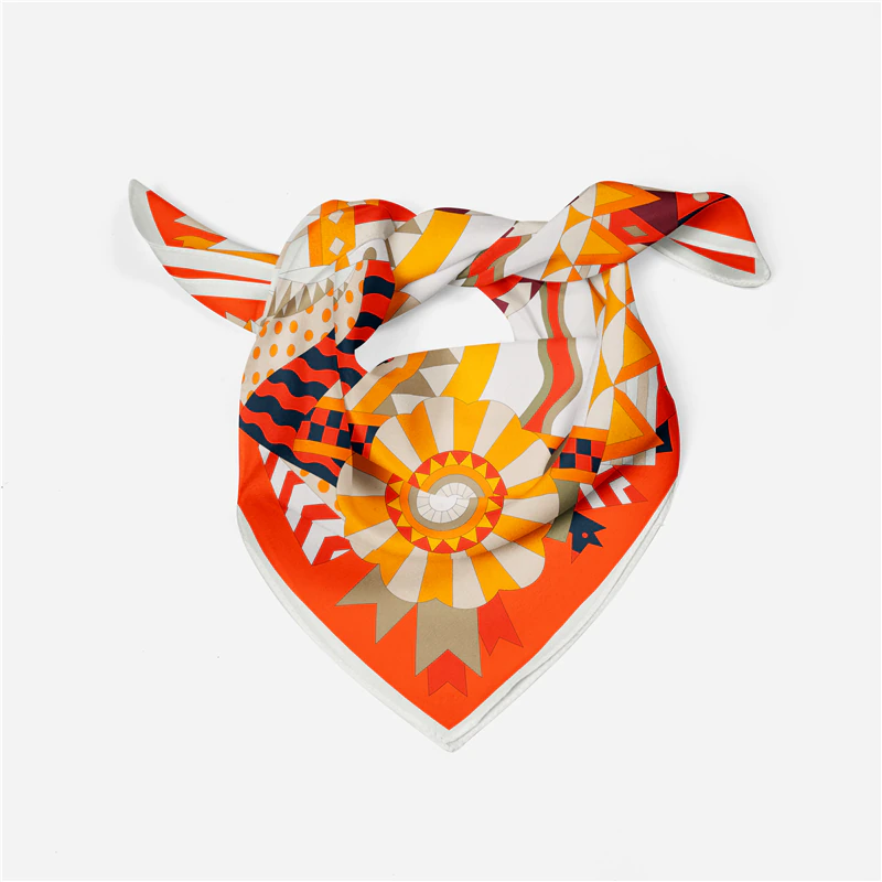 Horse Head Silk Scarf Orange / 53cm