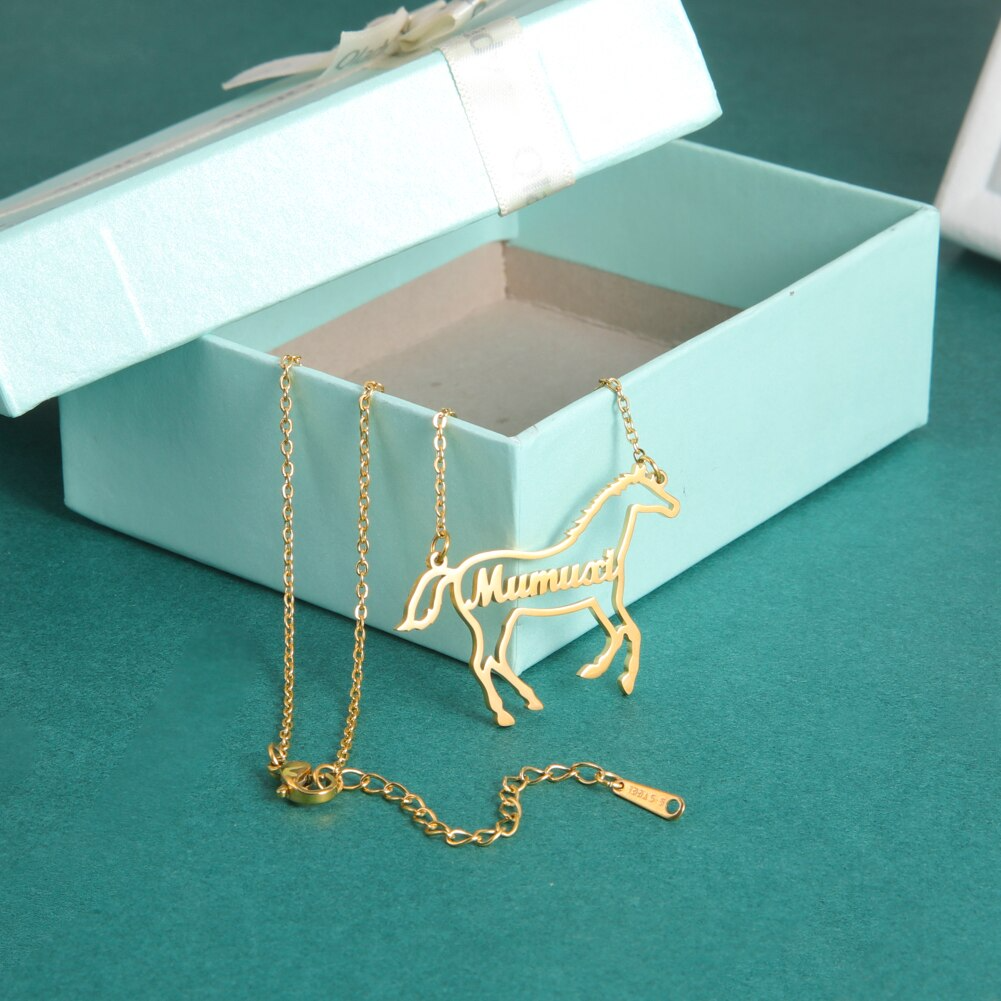 Personalized Horse Name Pendant Necklace (Silver, Gold, Rose Gold) - Dogs and Horses