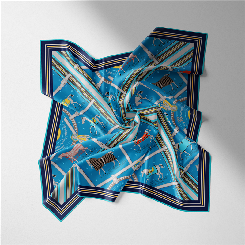 Beronia Blue Silk Scarf / 53cm