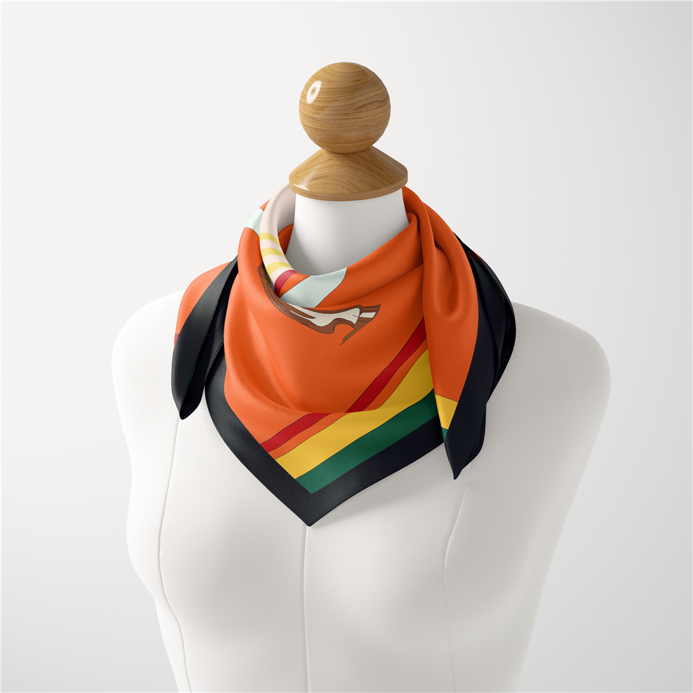 Maxine Orange Silk Scarf / 53cm