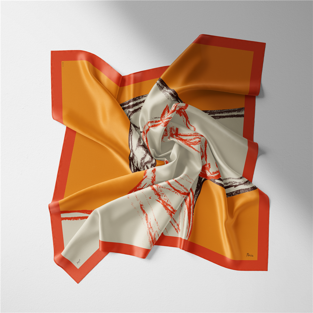 Terina Orange Silk Scarf / 53cm