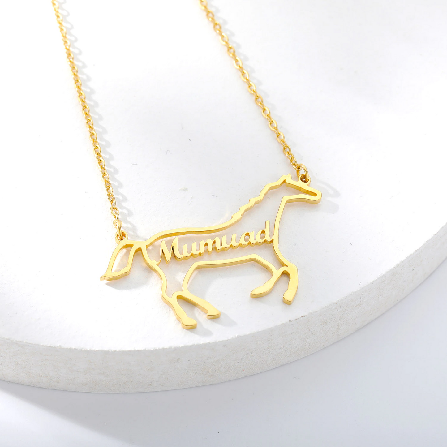 Personalized Horse Name Pendant Necklace (Silver, Gold, Rose Gold) - Dogs and Horses
