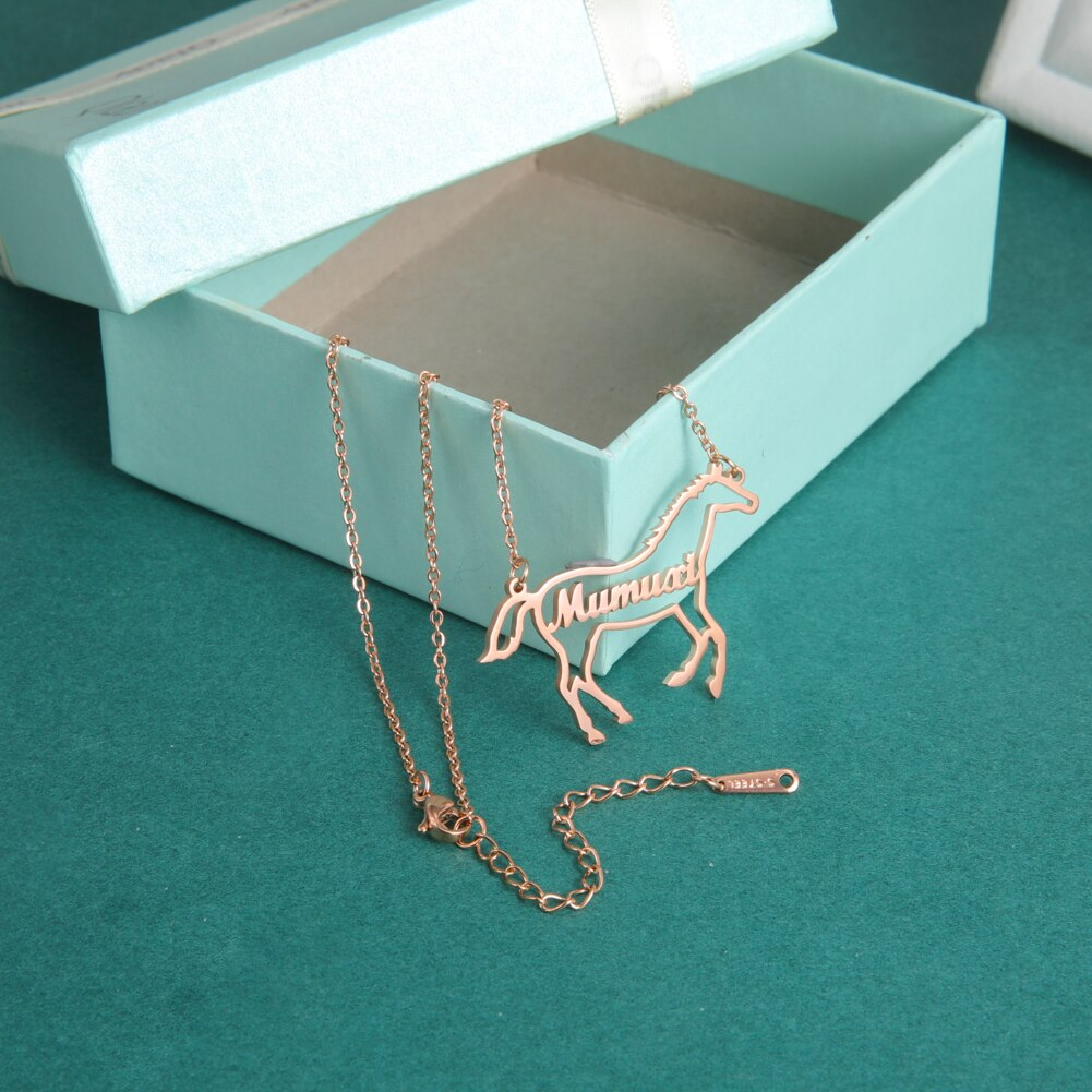 Personalized Horse Name Pendant Necklace (Silver, Gold, Rose Gold) - Dogs and Horses