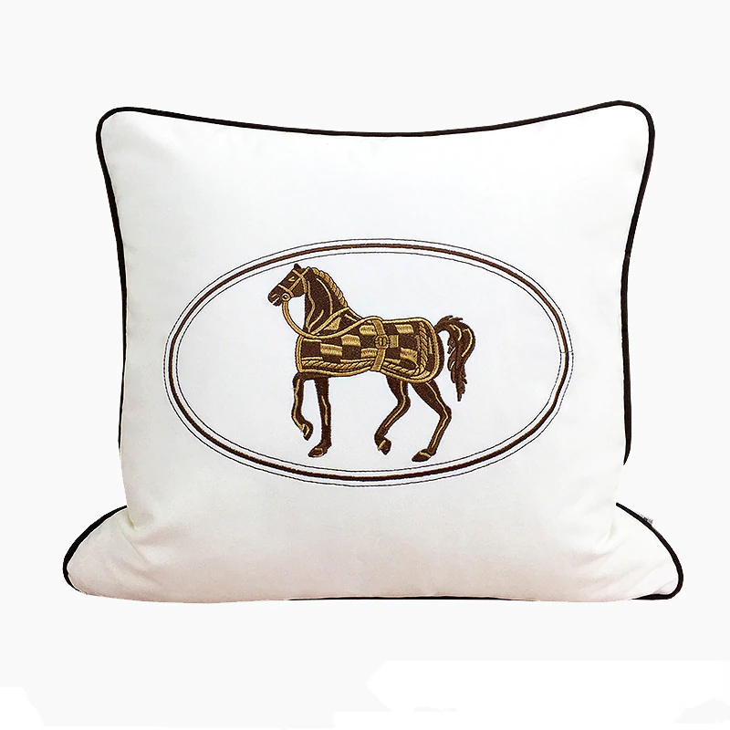 Greta Embroidered Velvet Pillow Cover White