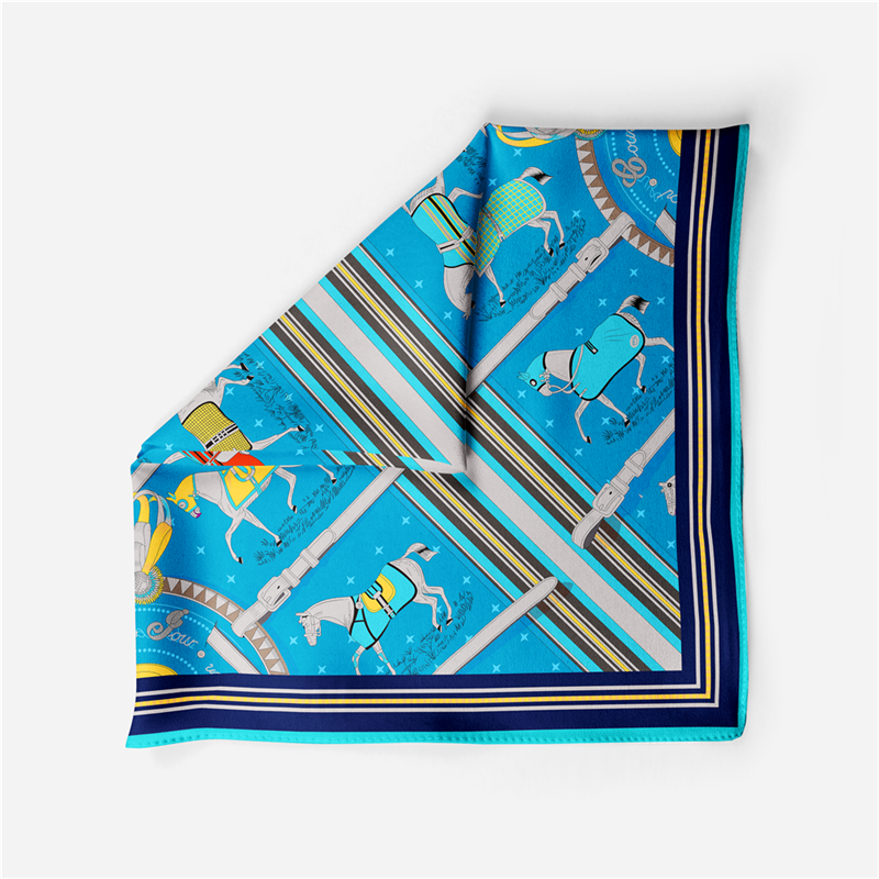 Beronia Blue Silk Scarf / 53cm