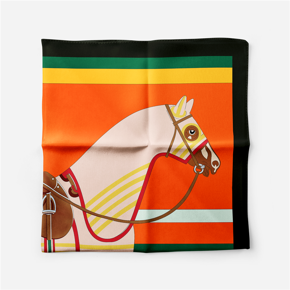 Maxine Orange Silk Scarf / 53cm