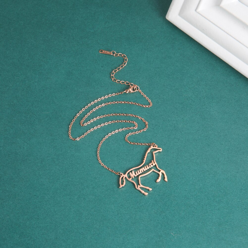 Personalized Horse Name Pendant Necklace (Silver, Gold, Rose Gold) - Dogs and Horses