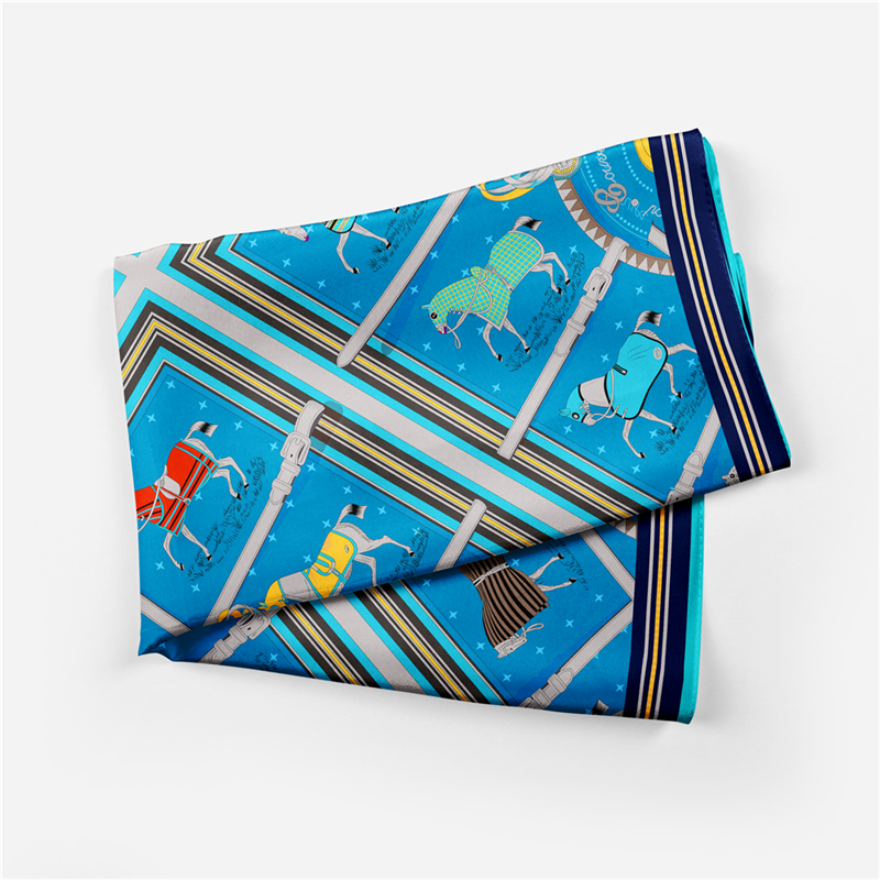 Beronia Blue Silk Scarf / 53cm