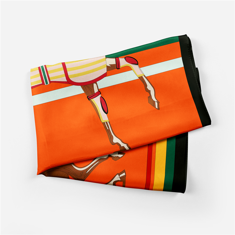 Maxine Orange Silk Scarf / 53cm
