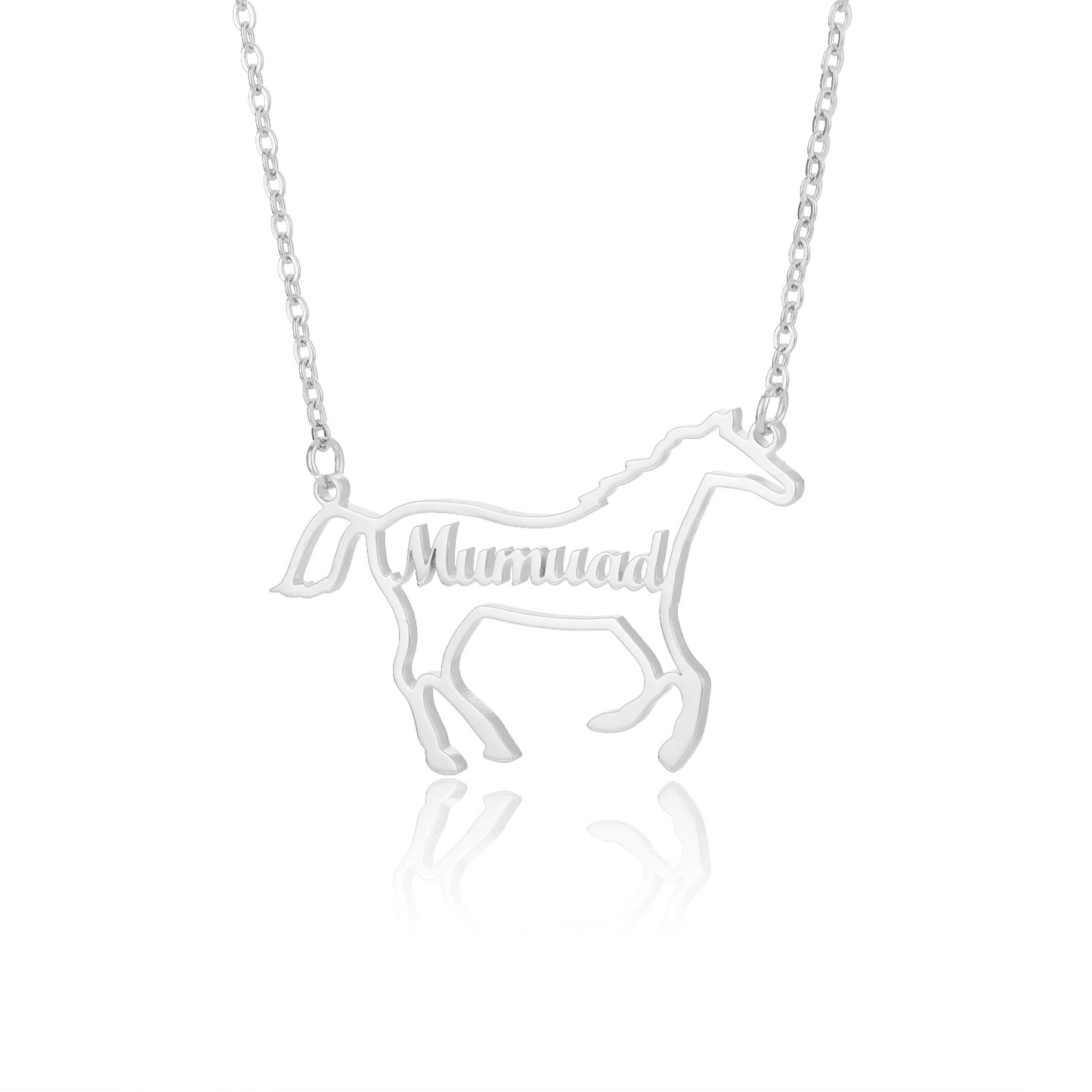 Personalized Horse Name Pendant Necklace (Silver, Gold, Rose Gold) - Dogs and Horses