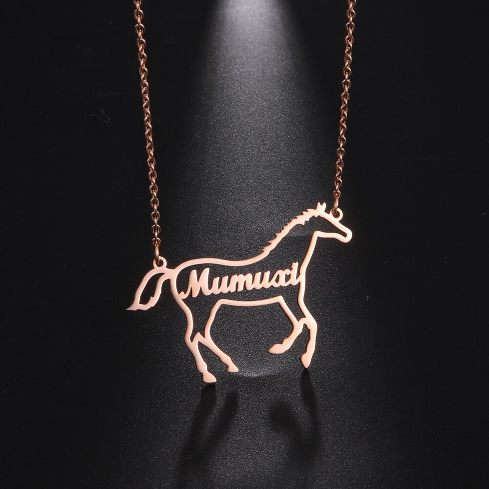 Personalized Horse Name Pendant Necklace (Silver, Gold, Rose Gold) - Dogs and Horses