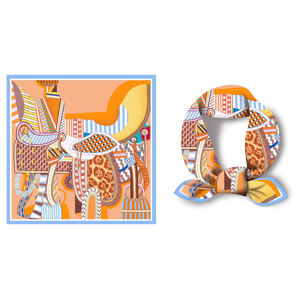Idalia Orange Silk Scarf Small