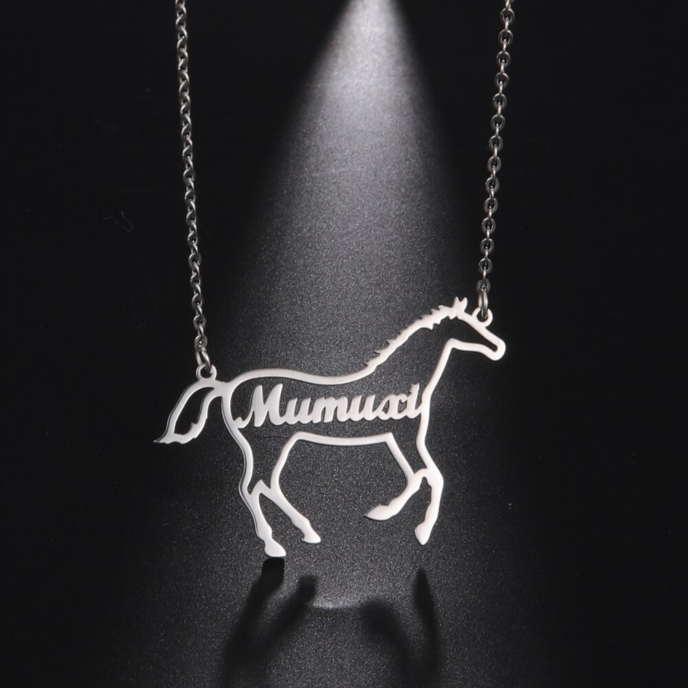 Personalized Horse Name Pendant Necklace (Silver, Gold, Rose Gold) - Dogs and Horses