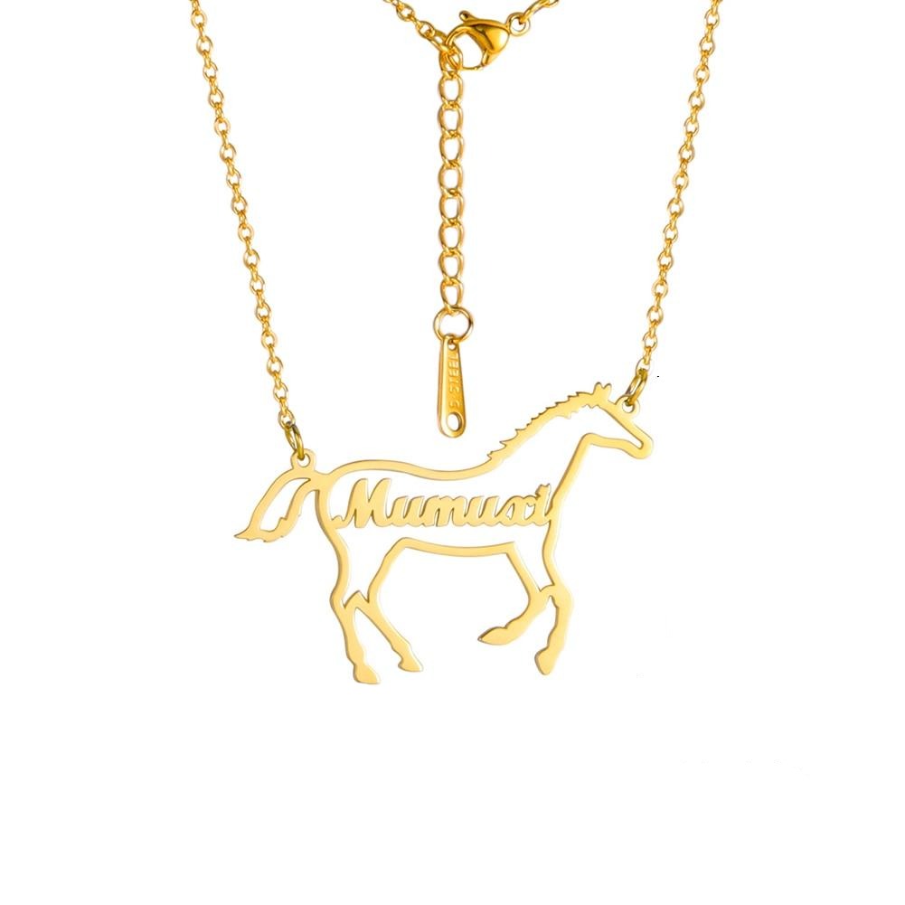 Personalized Horse Name Pendant Necklace (Silver, Gold, Rose Gold) - Dogs and Horses