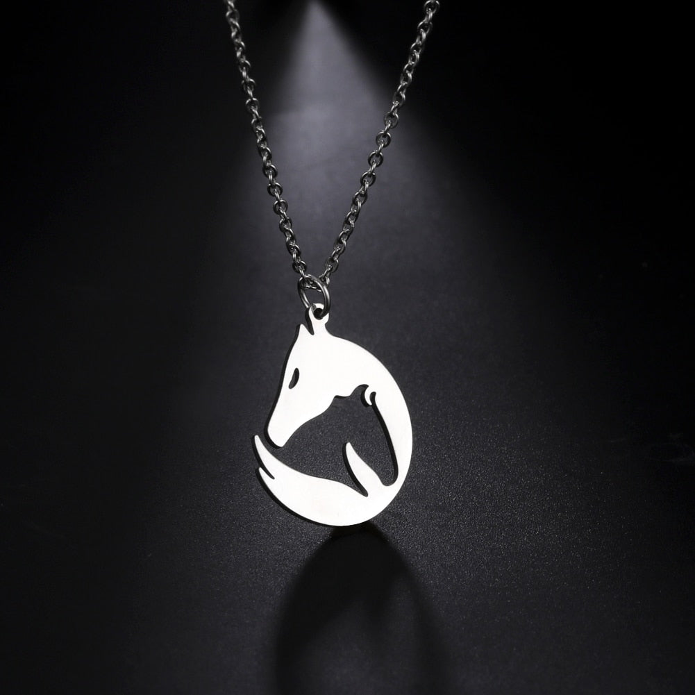 Stainless Steel Horses Pendant Necklace - Dogs and Horses