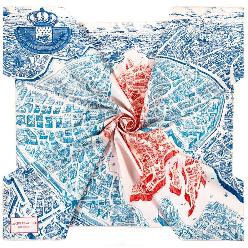 Pippa Blue Silk Scarf / 90cm