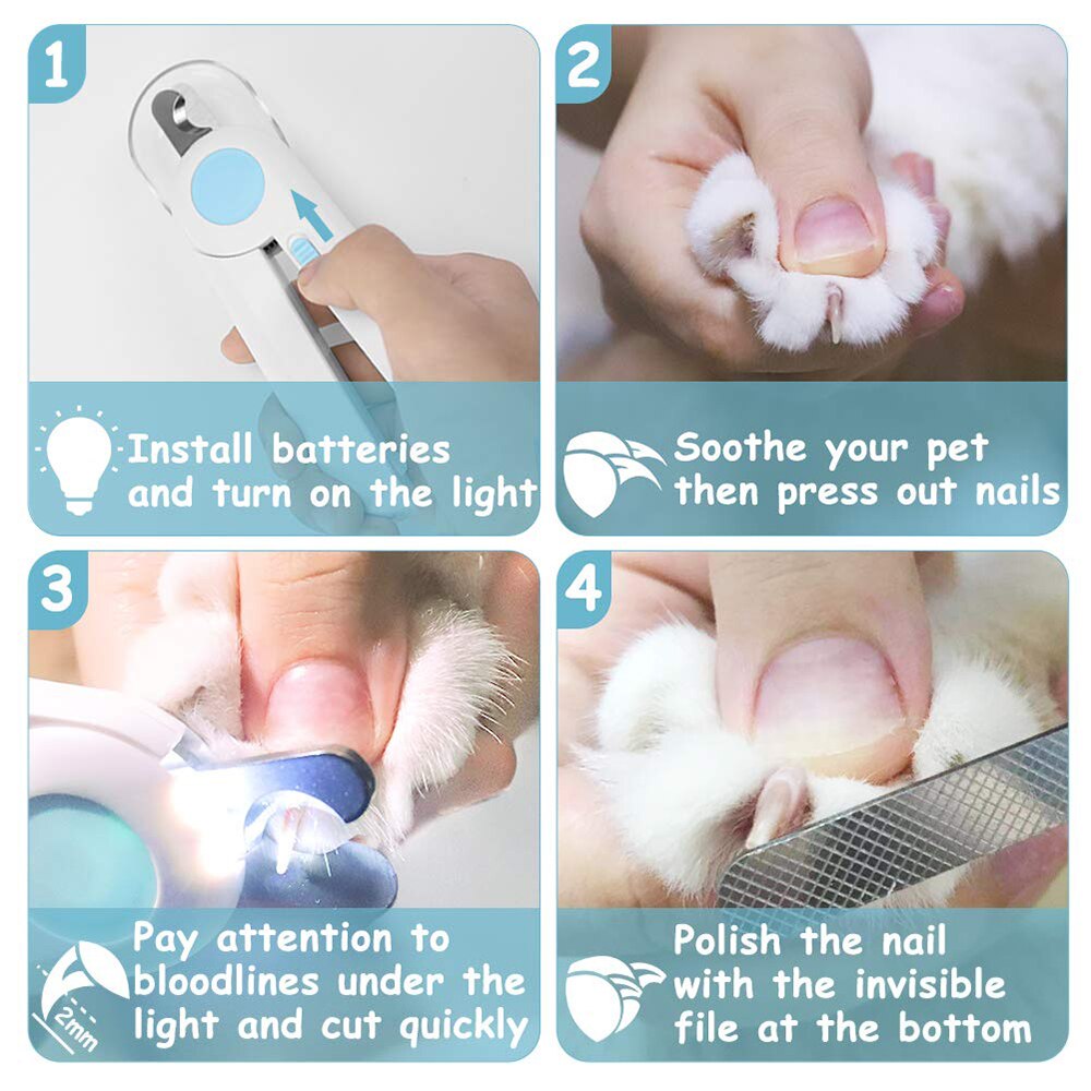 Pink Nail Clipper with LED Light - Dogs and Horses