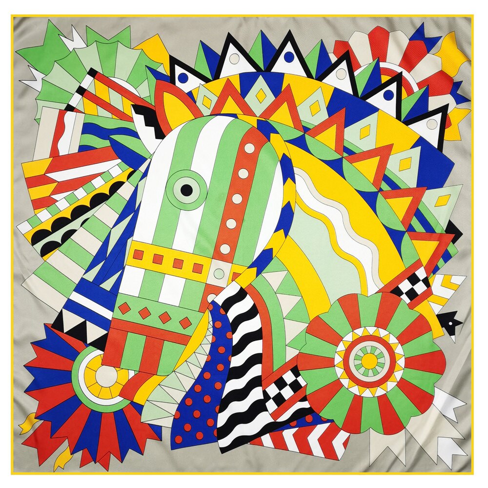 Horse Head Silk Scarf / 90cm