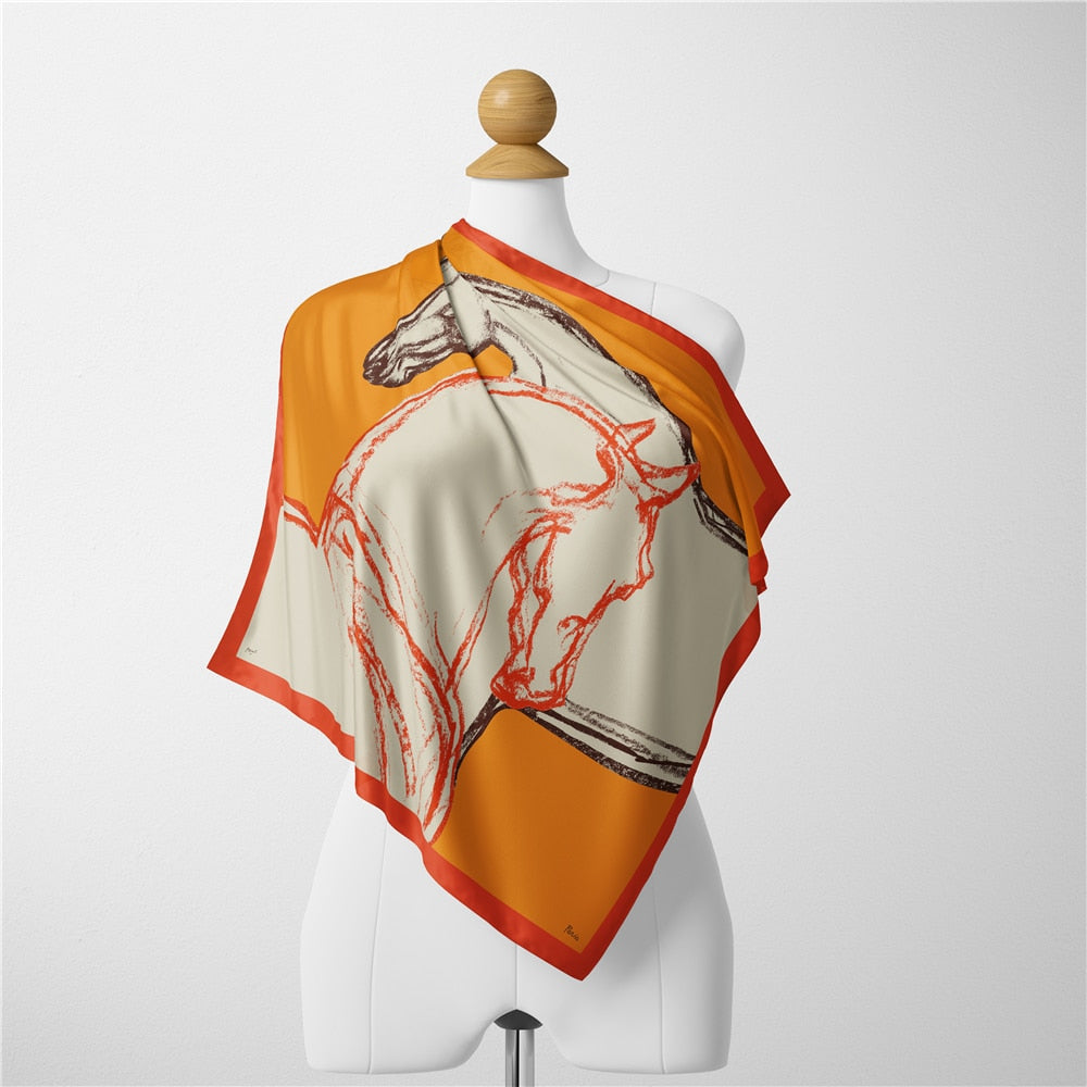 Terina Orange Silk Scarf / 53cm