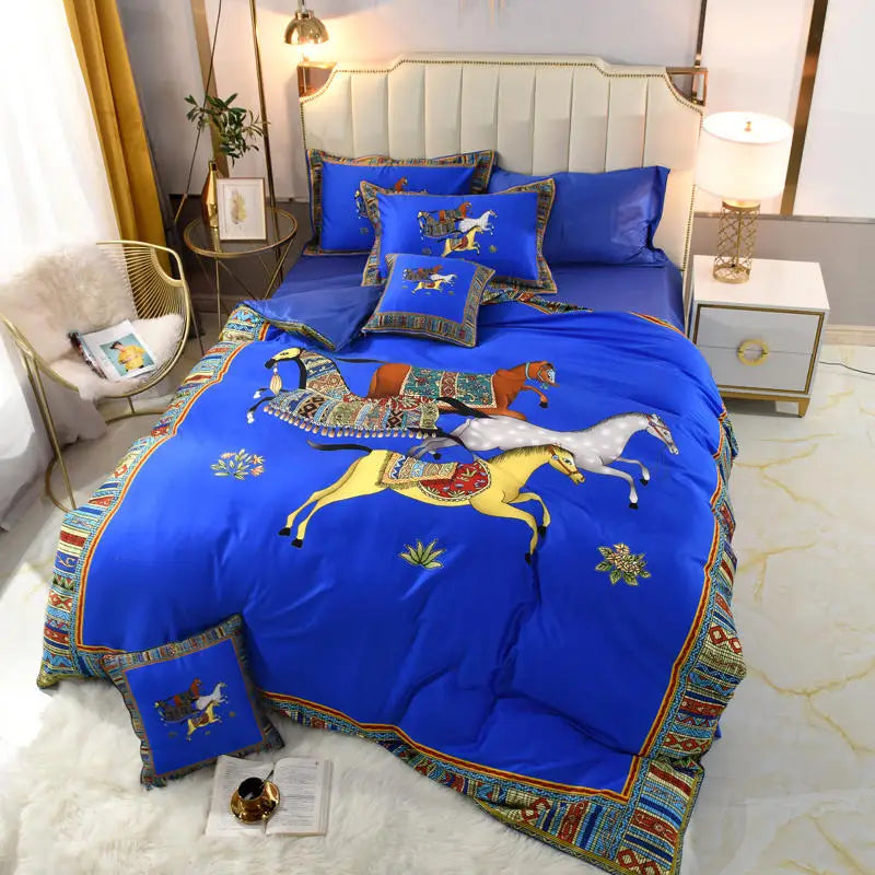 4-Piece Sateen Bedding Set (Gabriel / Blue)