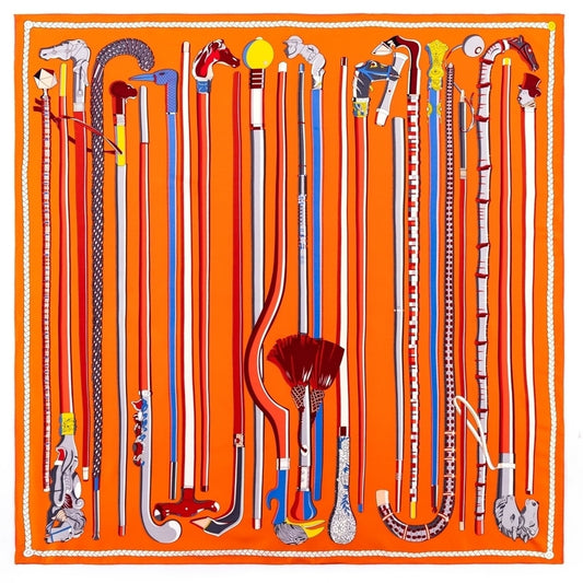 Sienna Orange Silk Scarf / 90cm