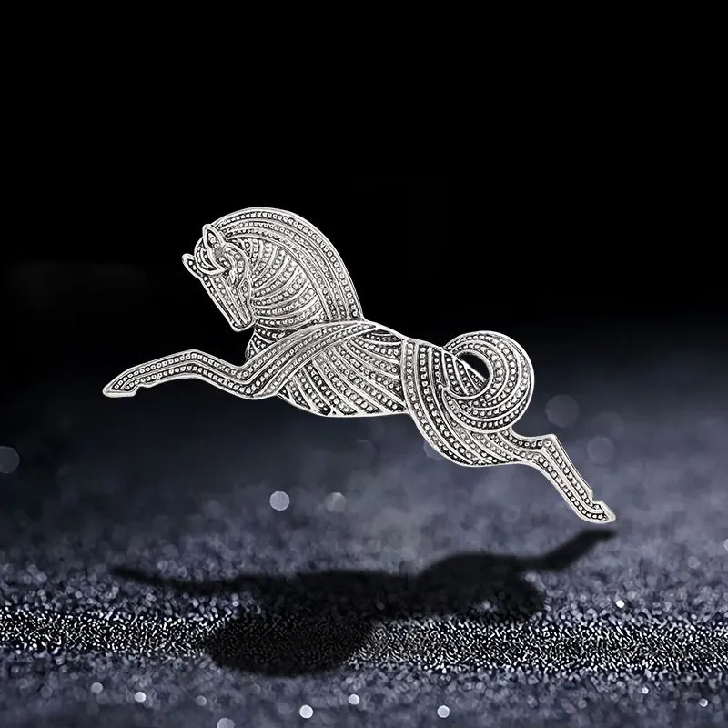 Vintage Running Horse Brooch (Silver)