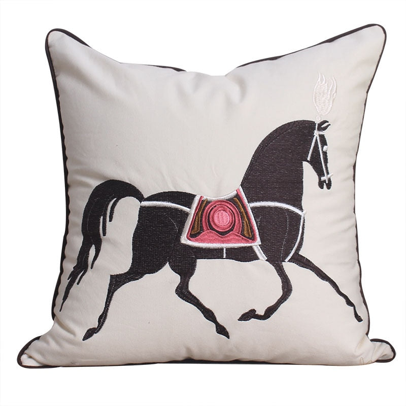 Aria Embroidered Velvet Pillow Cover Black 18" x 18"