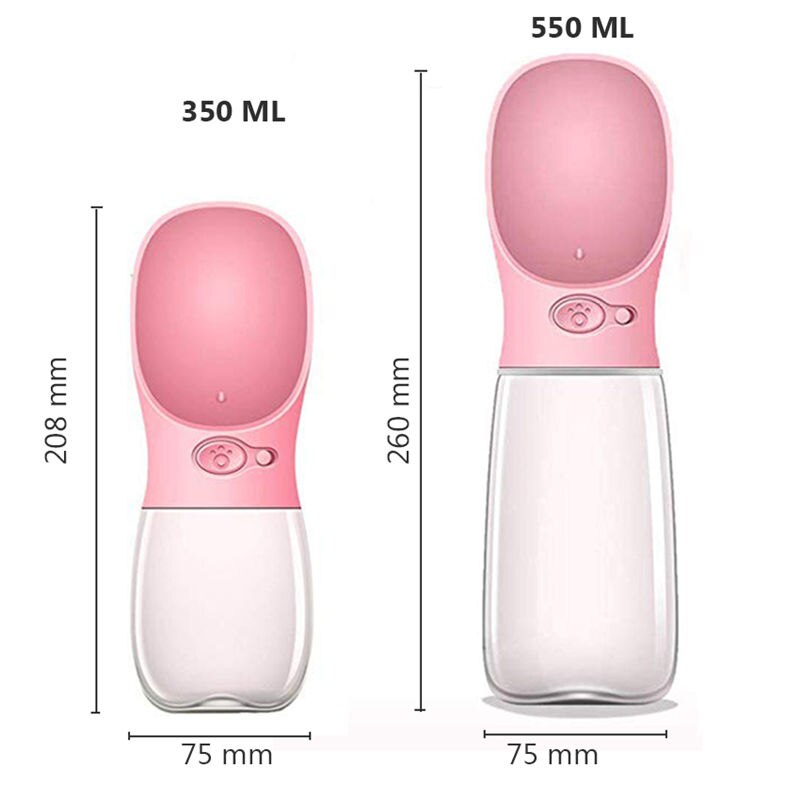 Pink Portable Water Bottle - Dogs and Horses