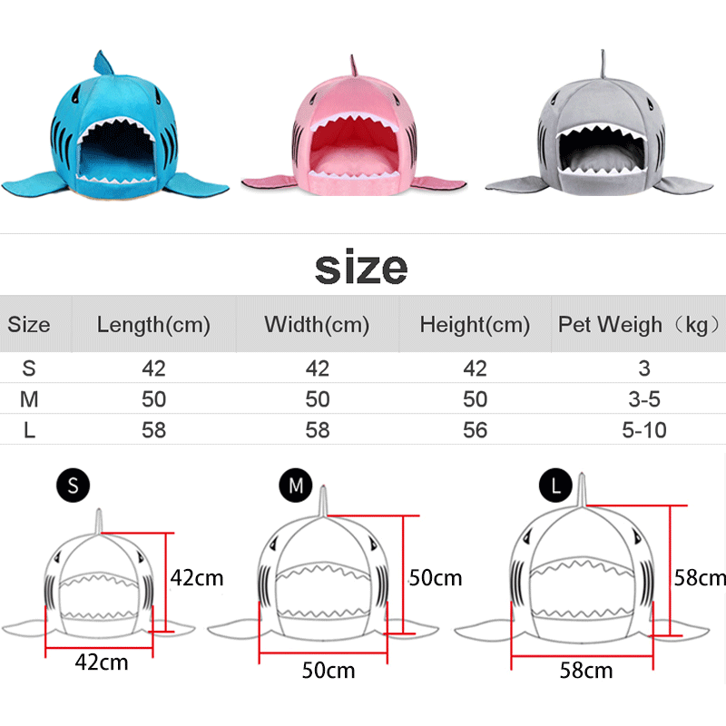 Gray Shark Cave Bed - Dogs and Horses