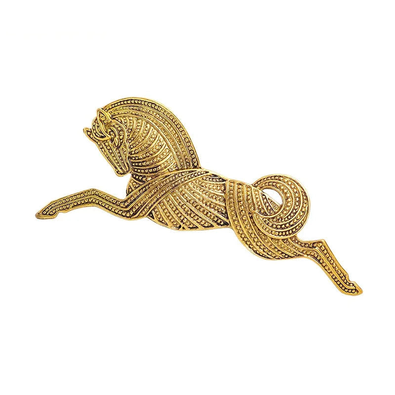 Vintage Running Horse Brooch (Gold)