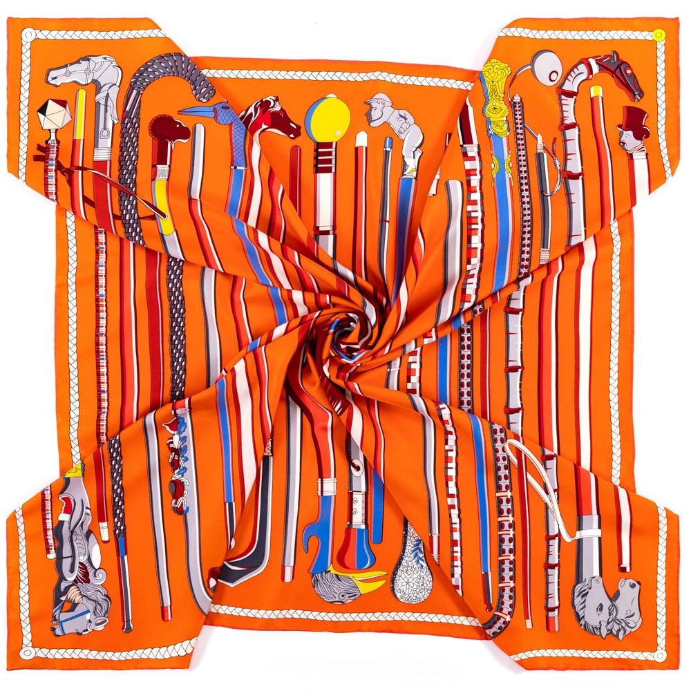 Sienna Orange Silk Scarf / 90cm