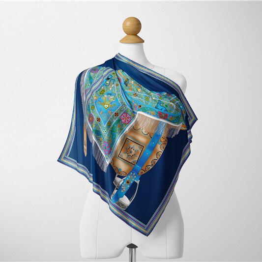 Elisabetta Navy Silk Scarf Small / 53cm